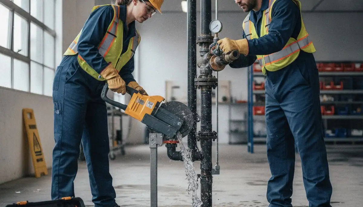 Emergency plumber repairing burst pipe in Kenosha, WI home for same-day service