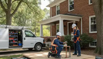 Plumber repairing pipes in Kenosha, WI for local plumbing service