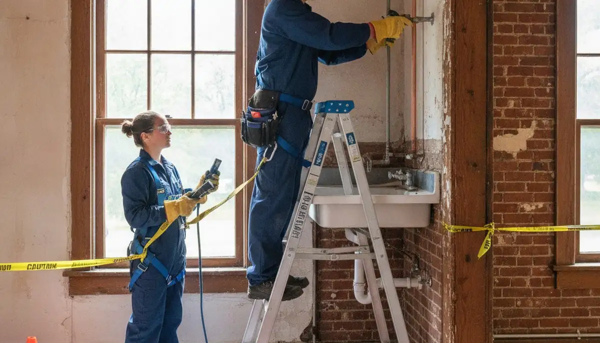 Plumber repairing a leak in Kenosha, WI for reliable plumbing service