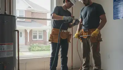 Plumber repairing a pipe in Kenosha, WI for residential plumbing service