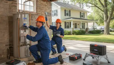 Kenosha, WI plumber repairing a residential plumbing issue for local homeowners