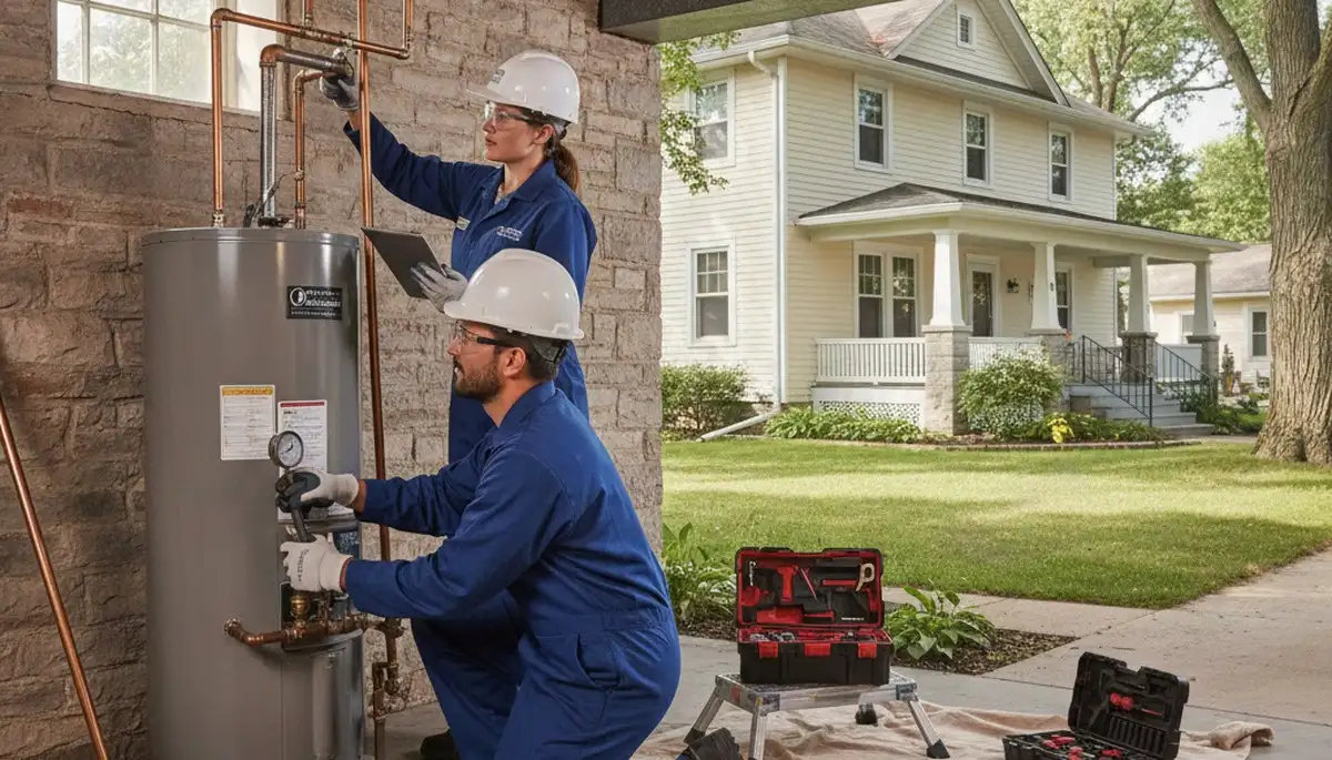 Plumber repairing a pipe in Kenosha, WI for plumbing repair service