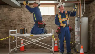 Plumber repairing a pipe in Kenosha, WI for residential plumbing service