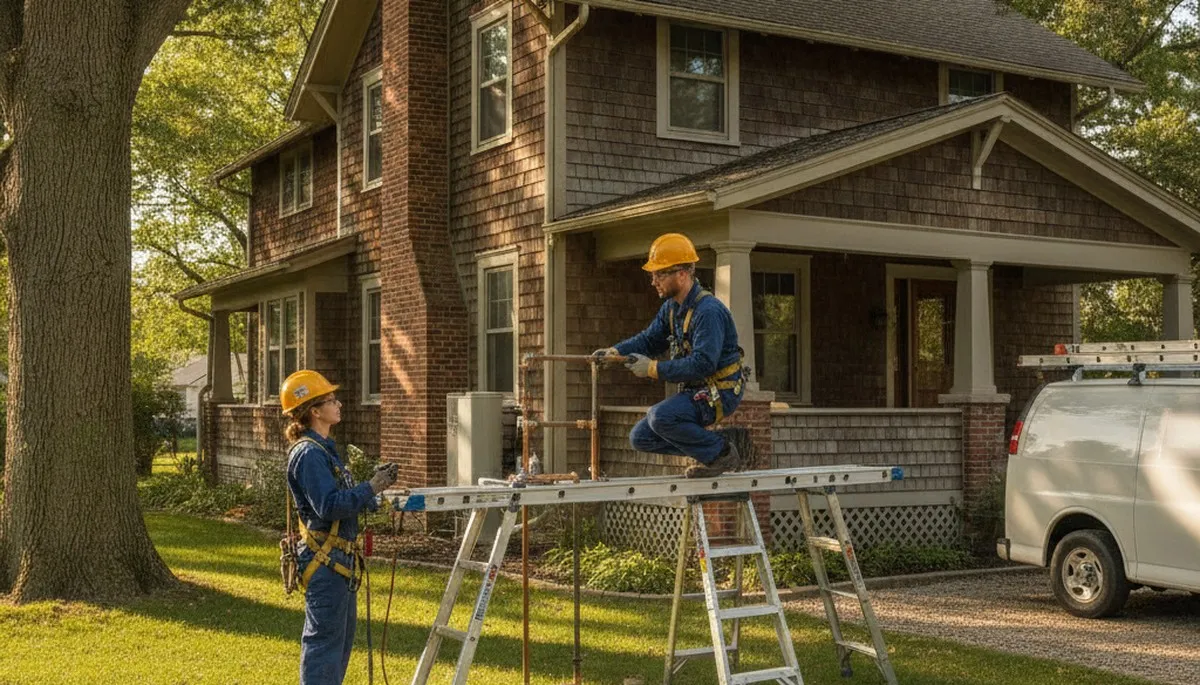Plumber repairing a pipe in Kenosha, WI for plumbing repair service