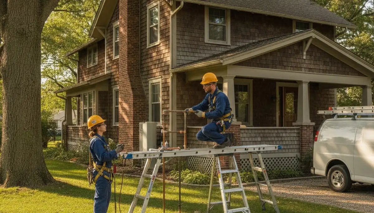 Plumber repairing a pipe in Kenosha, WI for plumbing repair service