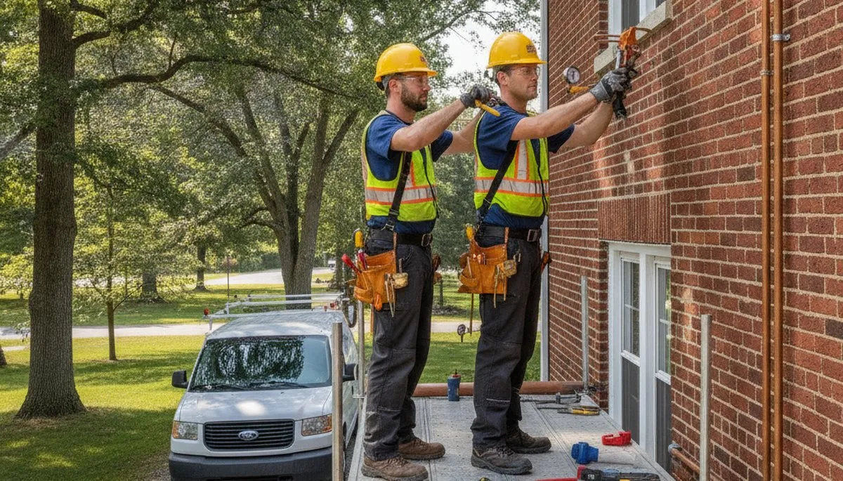 Plumber repairing a pipe in Kenosha, WI for plumbing repair service