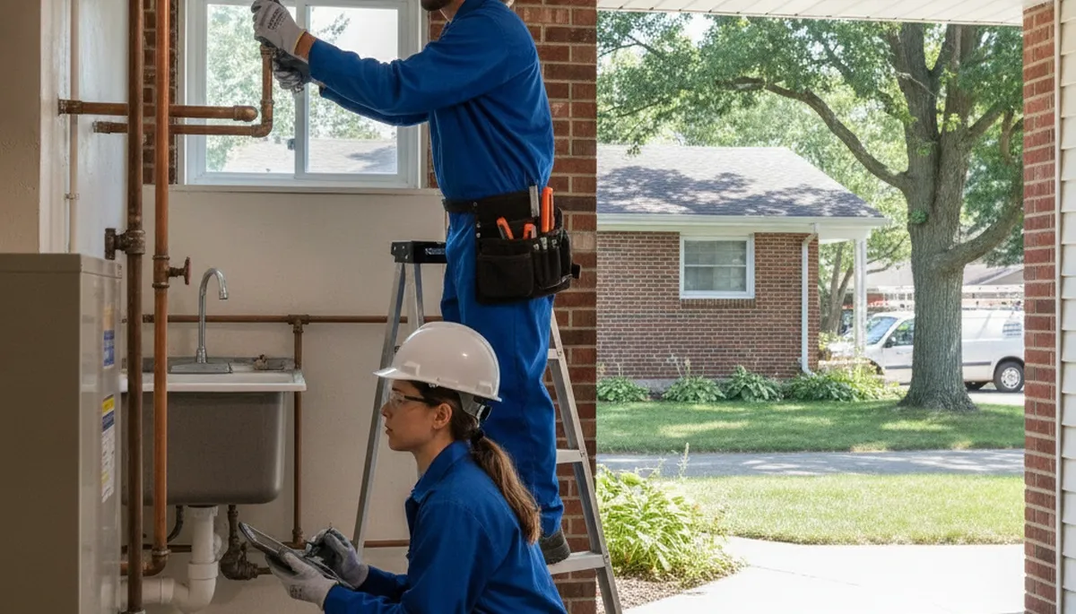 Plumber repairing a leak in Kenosha, WI for residential plumbing service