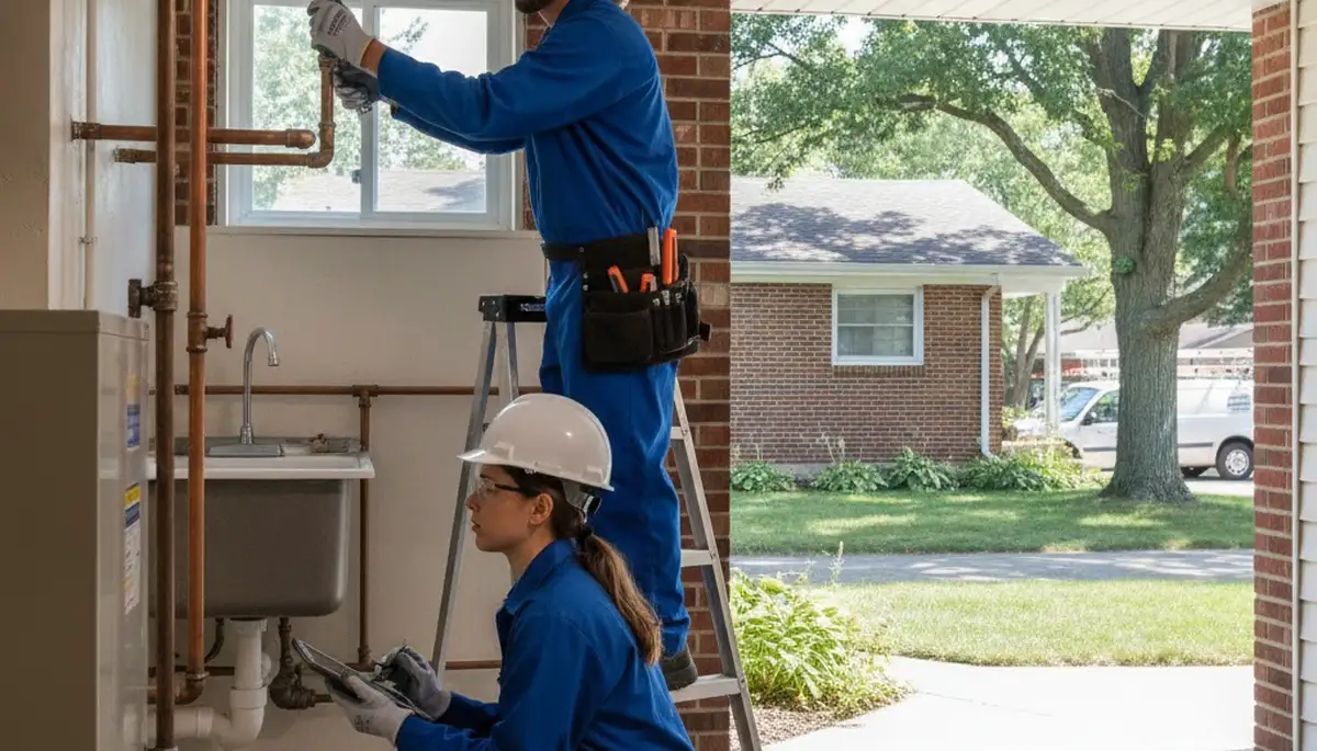 Plumber repairing a leak in Kenosha, WI for residential plumbing service