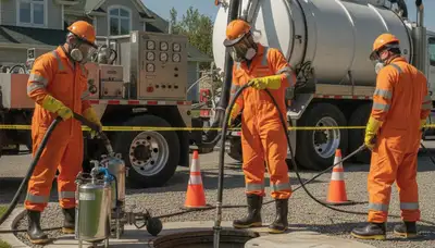 Kenosha, WI plumber cleaning a septic tank for home plumbing maintenance