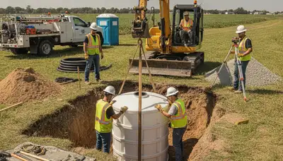 Septic tank installation crew in Kenosha, WI for home plumbing repair service